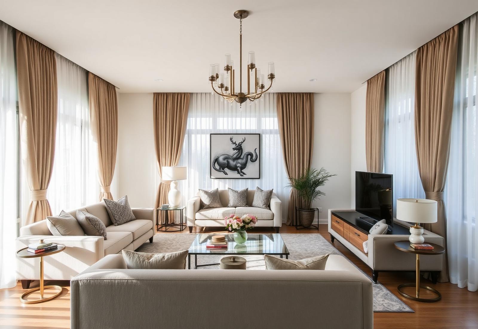Ambiente decorado com cortinas elegantes